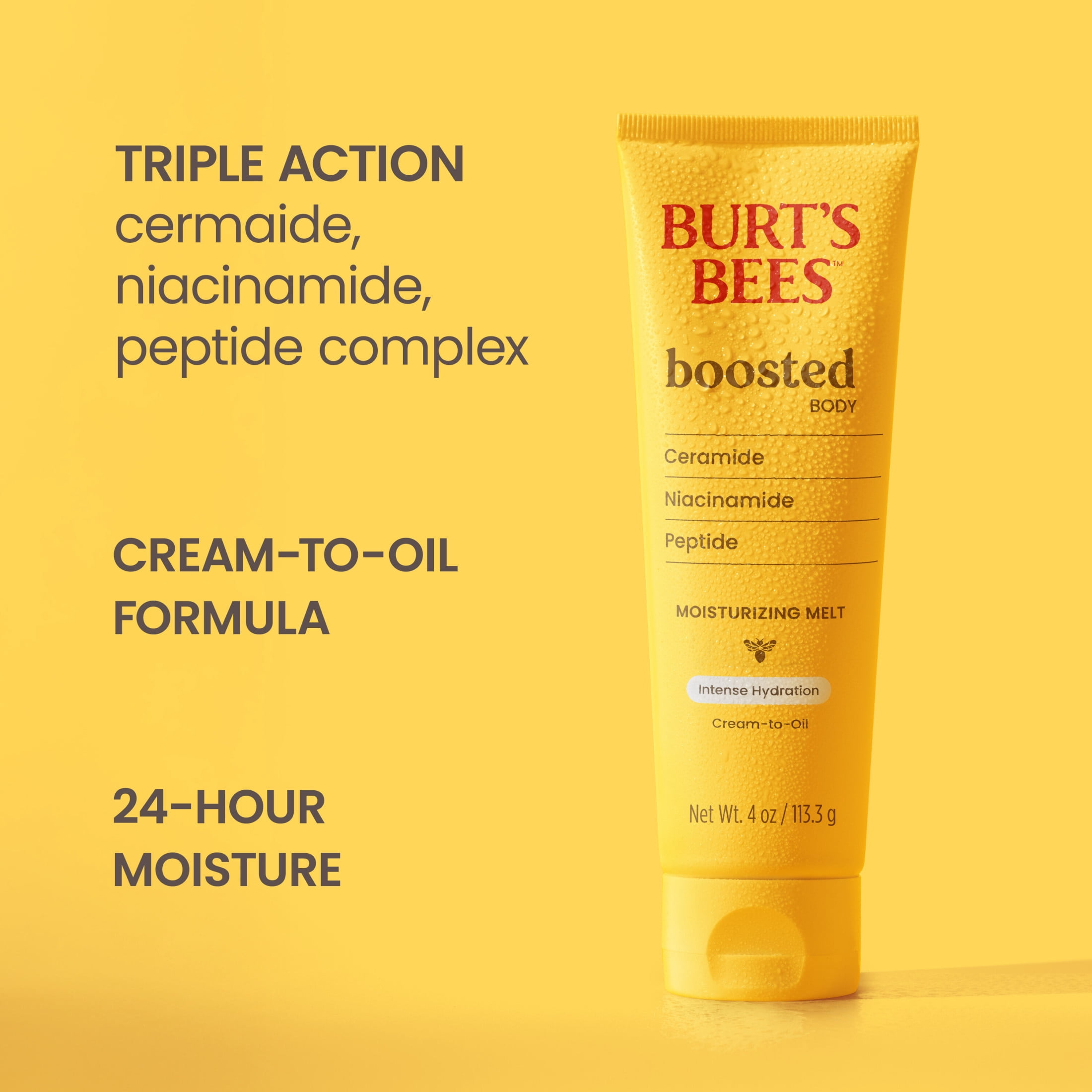 Burt's Bees Boosted Body Moisturizing Melt Cream to Oil, Tropical Scent, 4 oz.