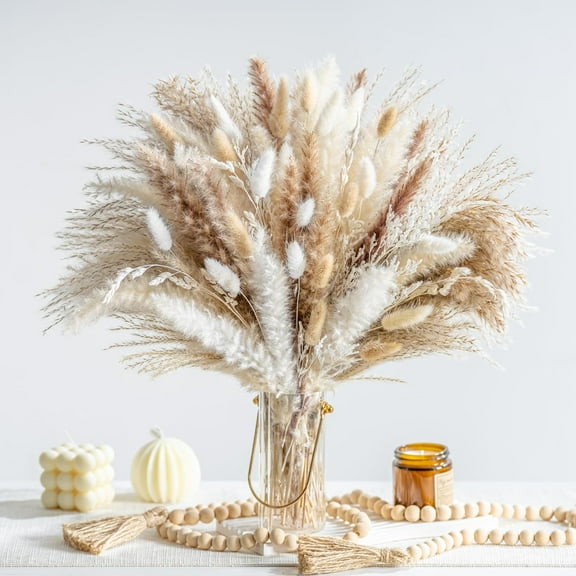 Natural Pampas Grass Mix Bouquet,Boho Dried Floral Arrangement Centerpiece Table Decor Wedding Decor Rustic Decor (110PCS)