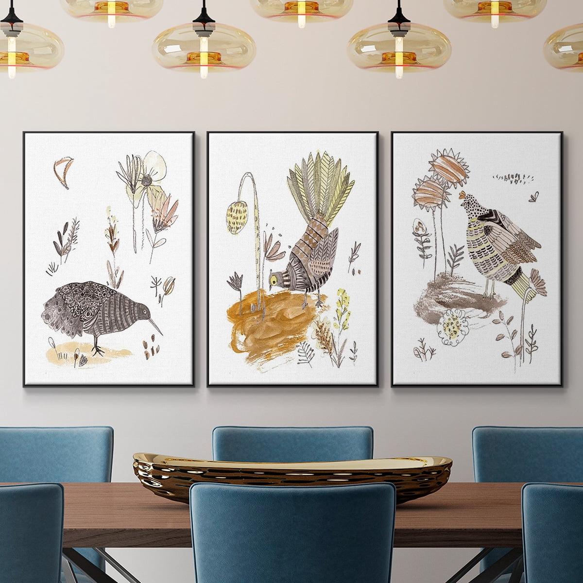 Glowing Garden at Dusk IV - Framed Premium Gallery Wrapped Canvas L Frame 3 Piece Set - Ready to Hang