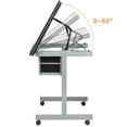 thumbnail image 3 of Yaheetech Glass Adjustable Height Rolling Drafting Art Table with Storage Drawers, Balck, 3 of 7