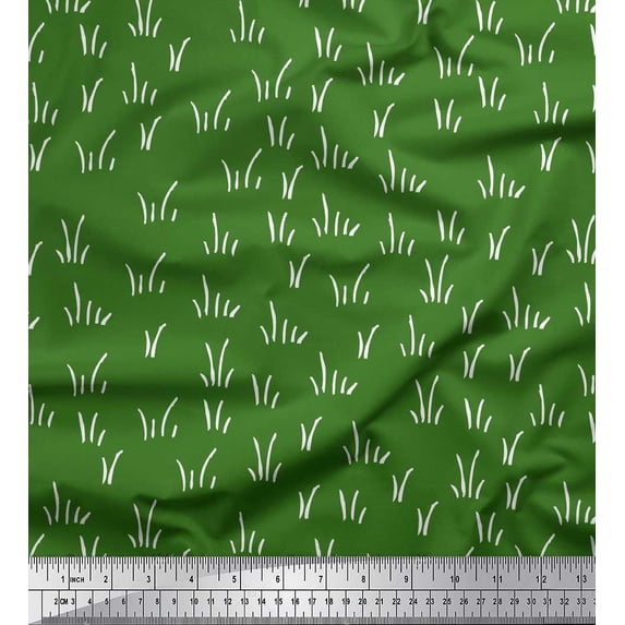Soimoi Green Poly Georgette Fabric Brush Stroke Abstract Print Fabric by the Yard 42 Inch Wide