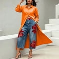 thumbnail image 4 of Edvintorg Long Cardigans for Women Plus Size Long Sleeve Turndown Collar Button Down Cardigan Womens Clothes S-5XL Orange, 4 of 5