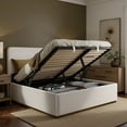 thumbnail image 4 of Aykah Eira Boucle King Bed Frame with Storage, Upholstered Headboard, Metal Bed Frame King Size with Headboard, Hydraulic Storage System, No Box Spring Required (Marshmallow Boucle), 4 of 13