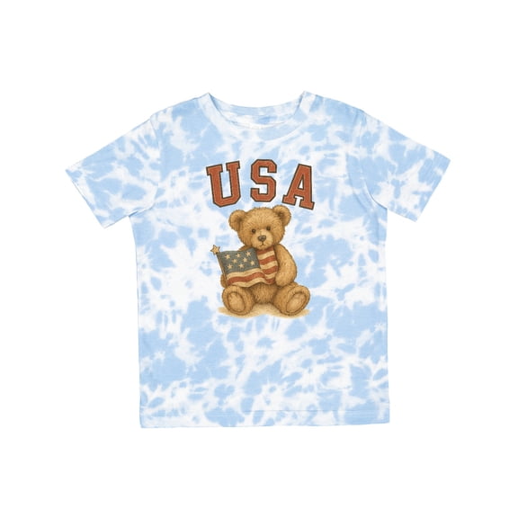 Inktastic Patriotic USA Teddy Bear with American Flag Boys or Girls Toddler T-Shirt