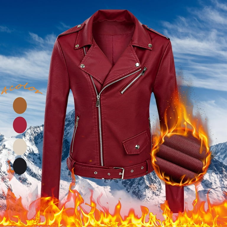 JDEFEG Jacket Coats Women Womens Long Sleeve Leather Jacket JDEFEG Jacket Coats Women Womens Long Sleeve Leather Jacket