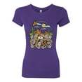 thumbnail image 2 of Wild Bobby Trendy Landscape With Daisies Cactus Monarch Butterfly Nature Lover Women Slim Fit Junior Tee, Purple Rush, Small, 2 of 6