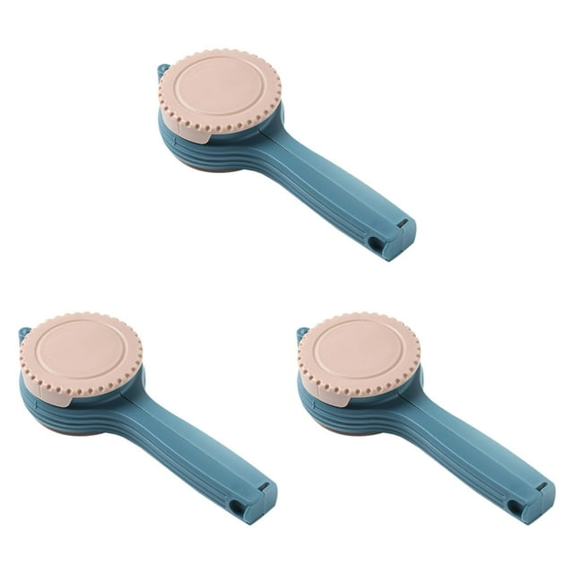 3 pinzas para bolsas con boquilla, reutilizables, para sellar alimentos y aperitivos. Azul oscuro