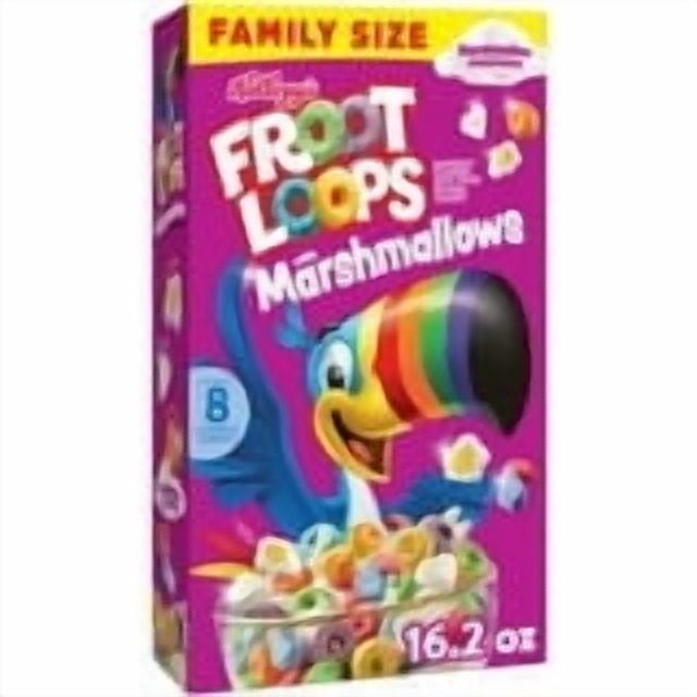 Kellogg's Froot Loops Breakfast Cereal, Kids Cereal, Family Breakfast, Family Size, Original with Marshmallows, 16.2oz Box (1 Box)(2pack)