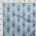 thumbnail image 3 of oneOone Cotton Jersey Grayish Blue Fabric Asian Floral Block Fabric For Sewing Printed Craft Fabric By The Yard 58 Inch Wide, 3 of 4