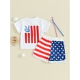 thumbnail image 4 of Bslissey Toddler Baby Independence Day Shorts Sets 6M 12M 18M 24M 3T Short Sleeve Graphic Print T-shirt + Stars Stripes Print Shorts 2Pcs Infant Casual Summer Outfits, 4 of 10