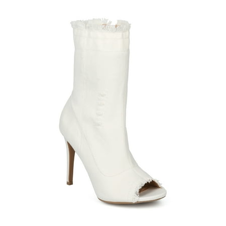 Women Frayed Peep Toe Stiletto Distress Ankle Boot - HG08 by Wild Diva Collection Women Frayed Peep Toe Stiletto Distress Ankle Boot - HG08 by Wild Diva Collection