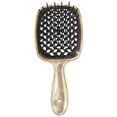 thumbnail image 1 of Peine de masaje hueco de malla dorada transparente con destellos para cabello sin nudos, peine de forma esponjosa de doble uso seco y húmedo, 1 of 6