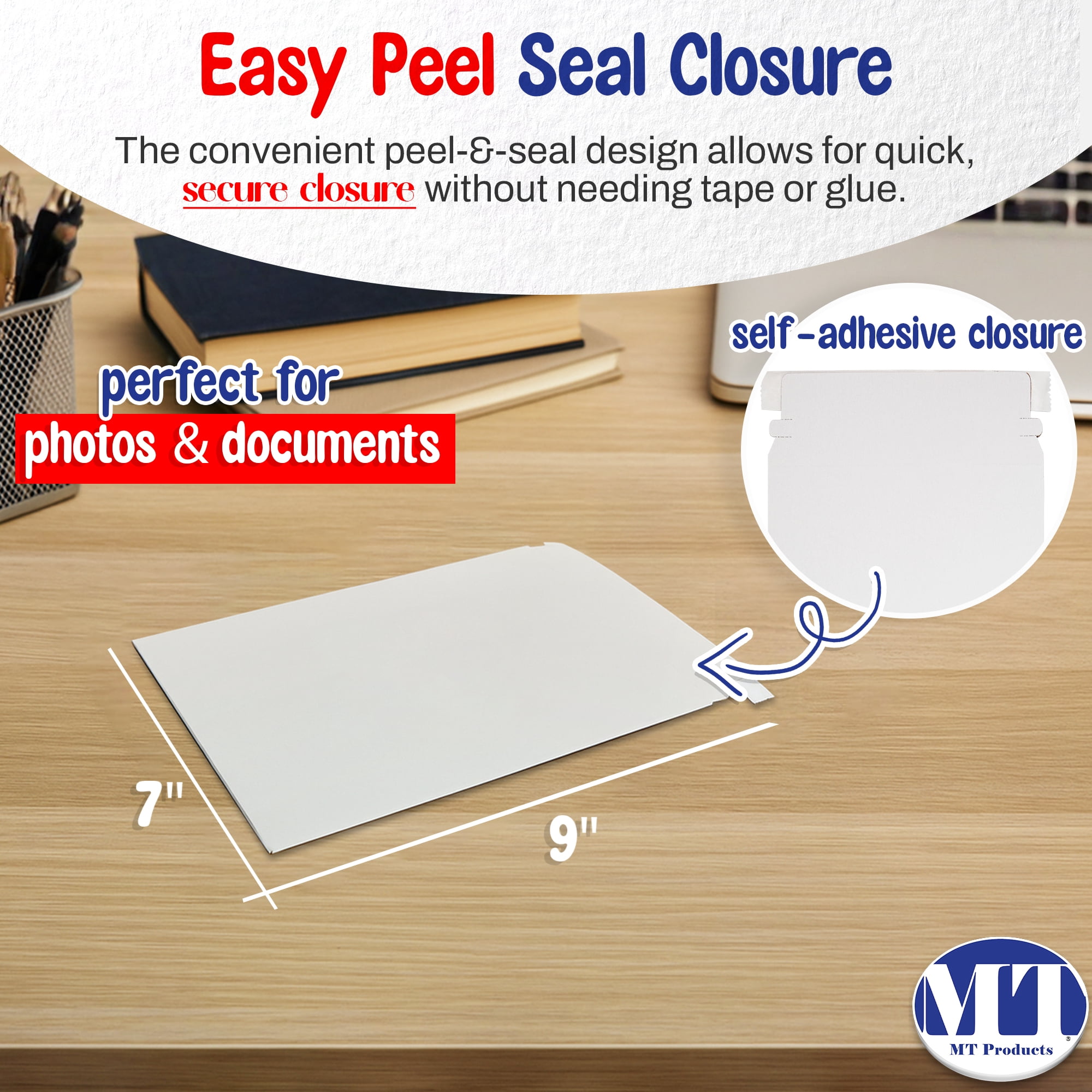 MT Products White Shipping Envelope - 7" x 9" Mailing Envelopes - Pack of 100