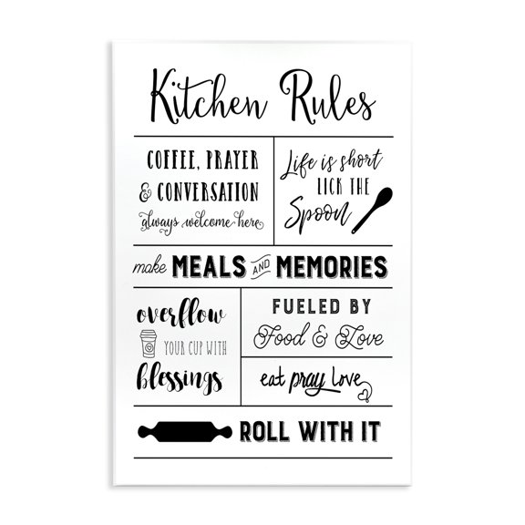 Stupell Industries Cottage Minimal Kitchen Rules Chart Wall Plaque Art, 13 x 19, by Amanda Murray