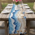 thumbnail image 5 of Coastal Beach Table Runner, Blue Ocean Starfish Shell Seashore Sand Washable Cotton Linen Table Runners 108 Inches Long, Dresser Scarf Runner for Dining/Living Room/Kitchen/Square Tables 13''x108'', 5 of 8