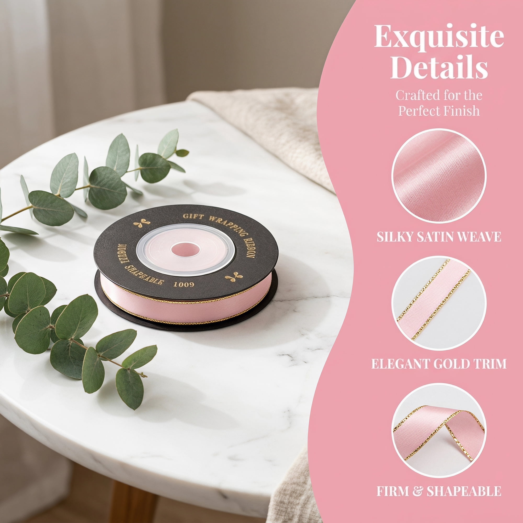 Unique Bargains Elegant Fabric Ribbon for Gift Wrapping and Crafting Projects Pink