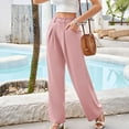 thumbnail image 6 of LLYwey Pants For Women Work Casual Women's Fashion Solid Color Business Loose Casual formal Suit Pants Female Wide Leg Pants Long Pant Style H908 Pinks XXL, 6 of 6