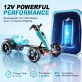 thumbnail image 4 of Holaki 12V Electric Go Kart for Kids, Battery Powered Ride on Toy with Adjustable Seat, Music, LED Lights, EVA Wheels & Forward/Reverse Driving, Tiffany Blue, Ages 3-6, 4 of 10