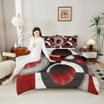 thumbnail image 4 of Manfei Red Gray Black Full Size Comforter Sets,Modern Geometric Art Bedding Comforter Set,Circular Print Bedding Sets For Adults,Microfiber Bedroom Decor Reversible,3-Piece, 4 of 8