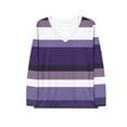 thumbnail image 4 of Womens Fall Clothes, Long Sleeve Shirts for Women Fashion Loose Fit Striped Printed V Neck T Shirt Tops S-2XL, 4 of 4