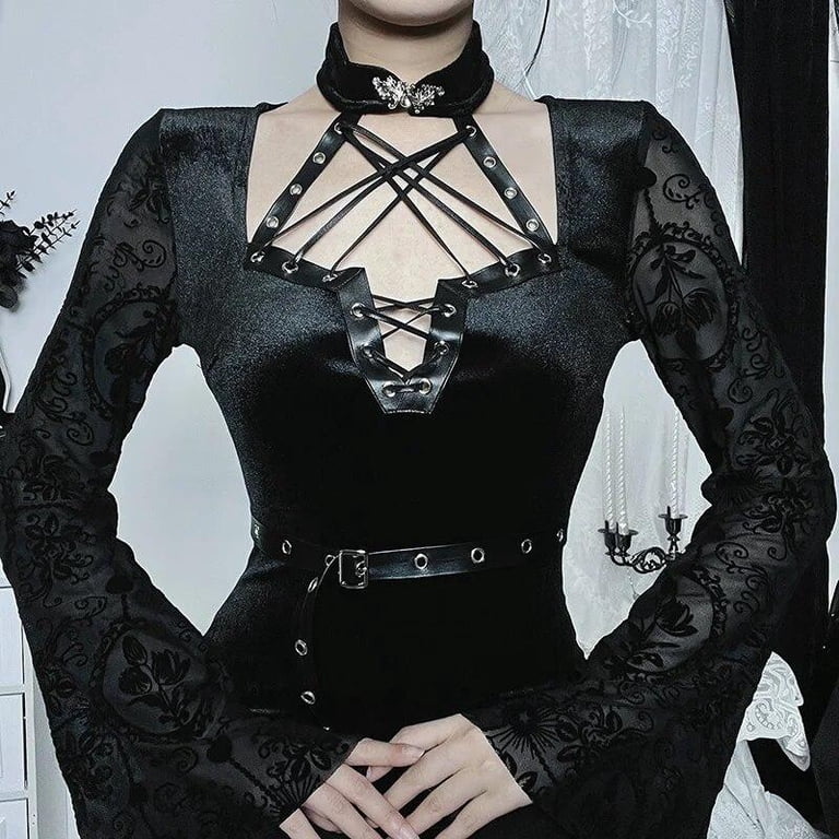 Goth Bandage Gothic Witch Elegant Dresses Grunge Aesthetic Sexy Split Evening Midi Dress Women Velvet Alt Party Outfit - Walmart.com Goth Bandage Gothic Witch Elegant Dresses Grunge Aesthetic Sexy Split Evening Midi Dress Women Velvet Alt Party Outfit - Walmart.com