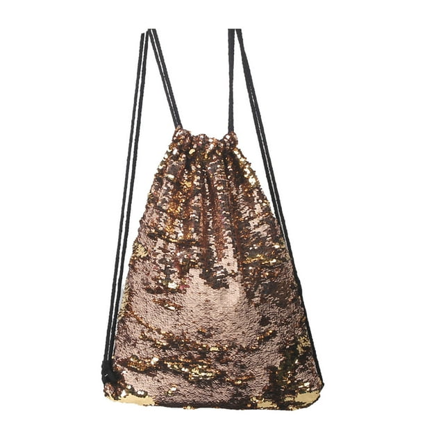 Mochila ligera Sonducket con cordón y lentejuelas de sirena Dorado champagne
