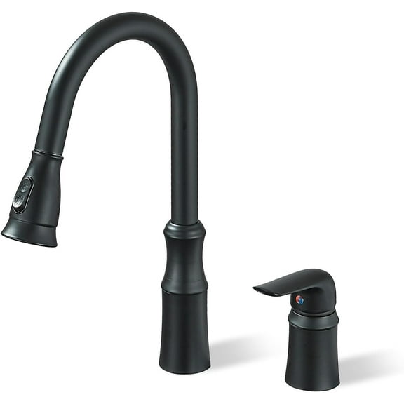 Black Kitchen Faucet Single Hanle 2Hole Sink Mixer Faucet Pull Out/Down Sprayer