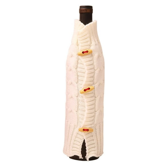 2 PACKS Christmas Decoration Bottle Cover Bag Champagne Wine Knitted Wine Set white