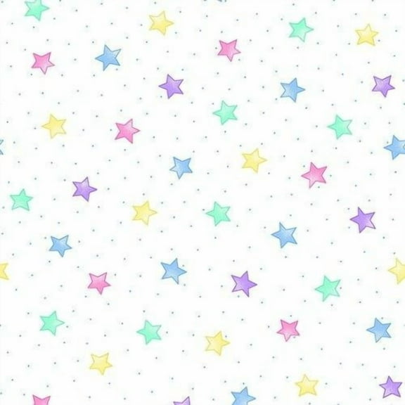 Flannel Pastel Stars Allover on White Kids Cotton Flannel Fabric Print by the Yard (3128X-124)