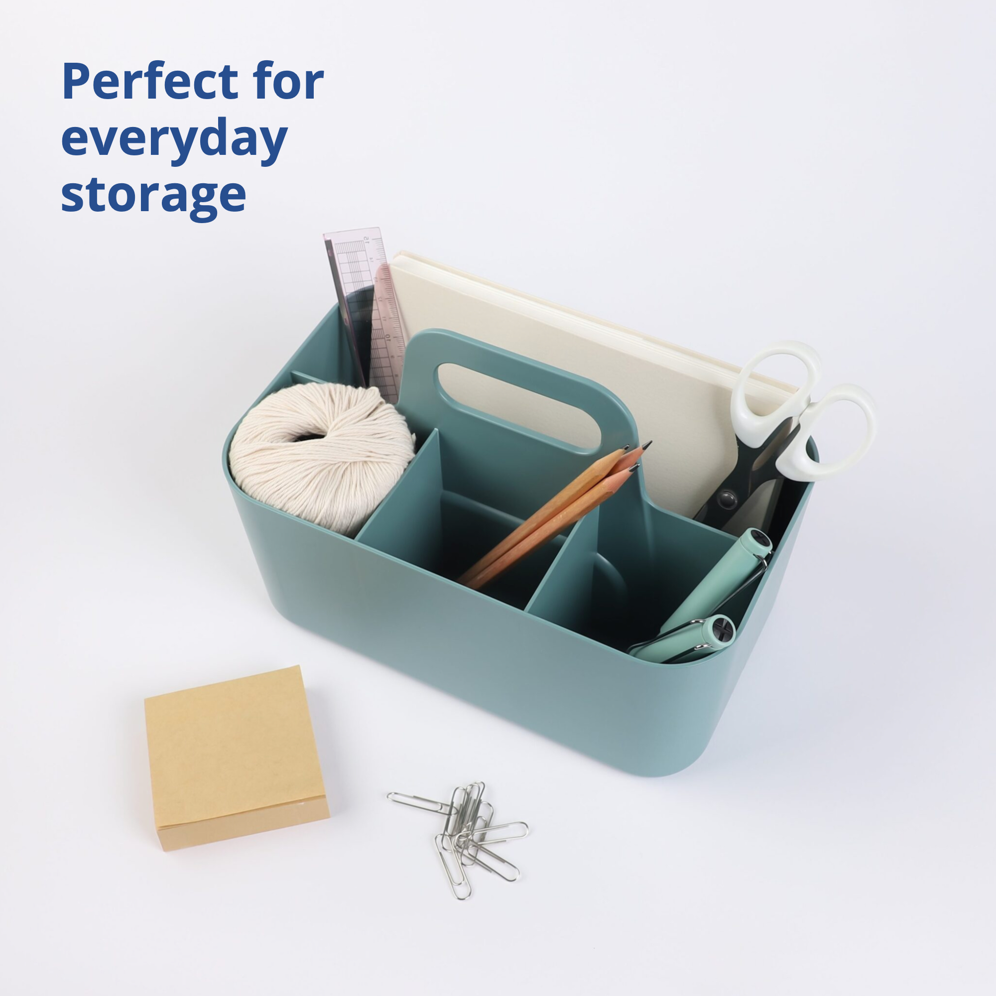 BLUE GINKGO Plastic Storage Caddy Organizer | Multipurpose, Portable, Stackable | (Rectangle) Green