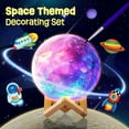 thumbnail image 4 of Paint Your Own Moon Lamp Kit, DIY 3D Moon Night Light with Space Figurines & Wooden Stand, 4 of 5