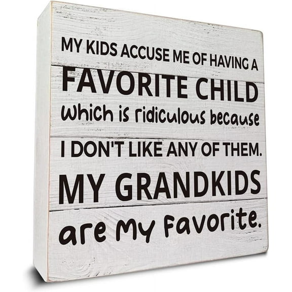 Zomyto 5x5 IN My Kids Accuse Me of Having a Favorite Child Wooden Box Sign Desk Decor, Grandparents Gift