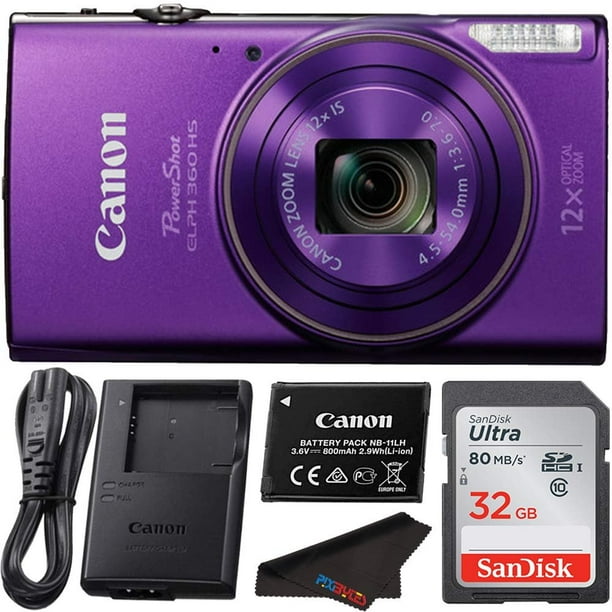 Canon PowerShot ELPH 360 HS Digital Camera (Purple) w/ 32GB SD Card