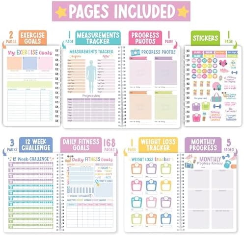 Fitness Journal for Women - Workout Journal for Women, Food and Fitness Journals, Undated Workout Log Book Planner, Exercise and Gym Journals, Exercise Planner Weight Loss Tracker