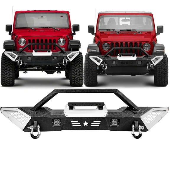Front Bumper for 2007-2025 Jeep Wrangler JK JL Unlimited w/ LED Lights & D-Rings
