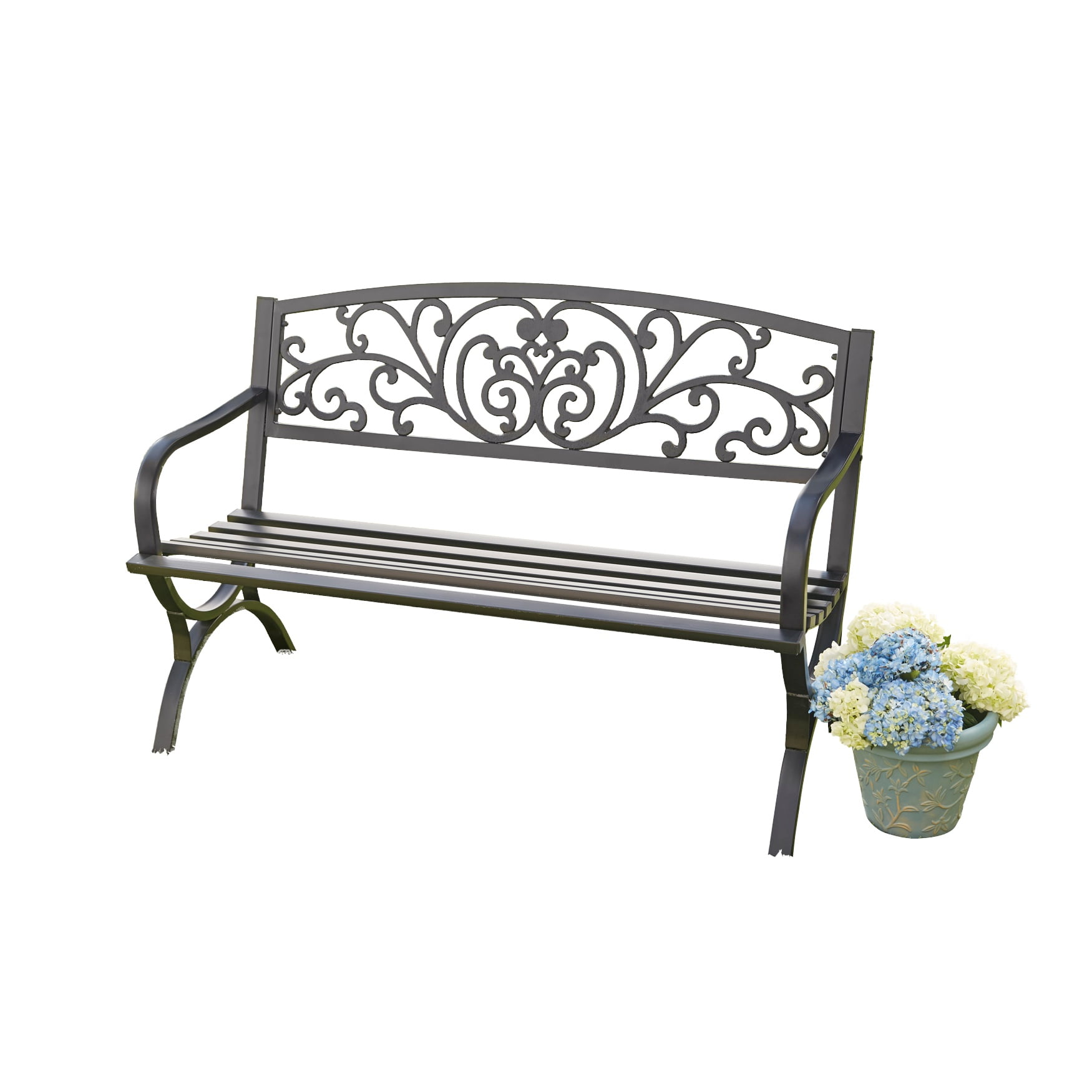 Brylanehome Steel Garden Bench, Black