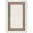thumbnail image 2 of BoutiqueRugs Chogan Hand Tufted Wool Natural Fiber Runner Rug with Scalloped Edges - Contemporary Geometric Bordered Solid Color Carpet for Hallway - Ivory, Chocolate Brown - 2'6" x 8' Runner, 2 of 7