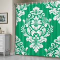 thumbnail image 5 of Classic Floral Pattern Shower Curtain, Green Background White Flowers Waterproof Shower Curtain Set with 12 Hooks Lightweight Bath Curtains Fabric Bathroom Decor 72x84 Inches, 5 of 9