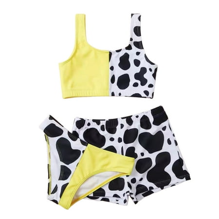 

Toddler Baby Girls Spring Summer Printed Cotton Sleeveless Quick Dry Printed Bikini 3PCS Beach Swimsuit Swimwear Clothes Child Kids Swim Beachwear
