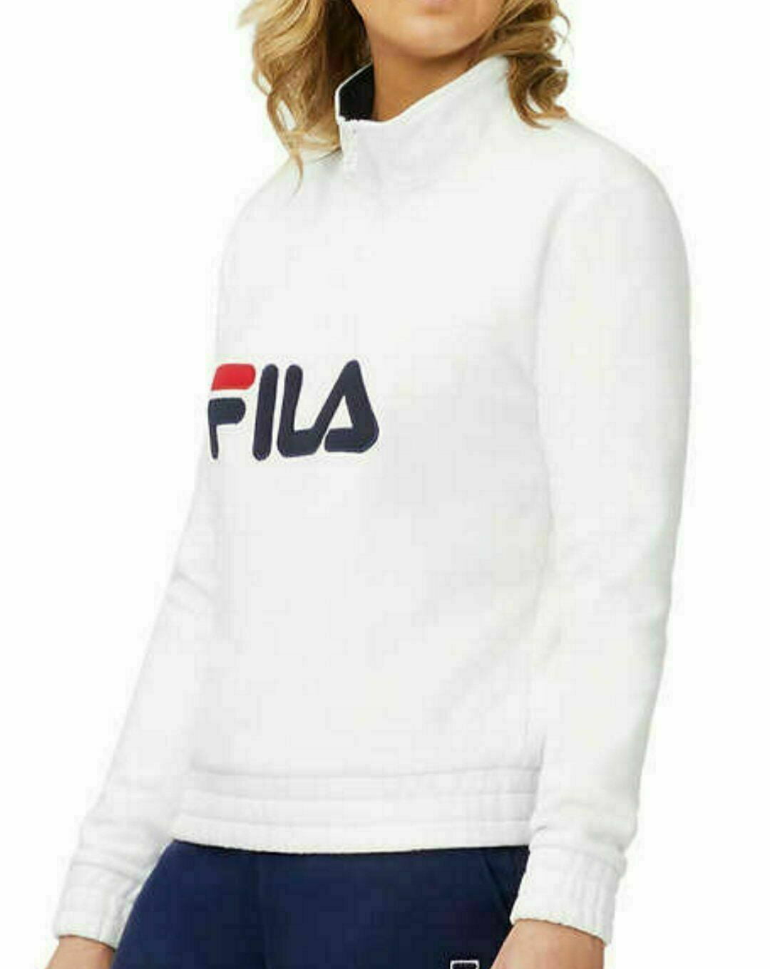 bijlage pianist Afrika Fila Ladies' 1/4 Zip Fleece Pullover Sweatshirt, White/Navy Medium - NEW -  Walmart.com