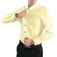 thumbnail image 2 of Zpanxa Long Sleeve Shirts for Men Business Casual Dress Shirt Fashion Solid Turndown Collar Buttons Down Stretch Shirts Slim Fit Tops Yellow L, 2 of 4
