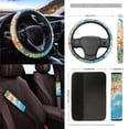 thumbnail image 3 of Jeiento Beach Starfish 15 Pieces Car Seat Cover Set with Auto Steering Wheel Cover Seat Belt Strap Protector Cup Holder Trash Bag Air Vent Storage Pocket Rear View Mirror Protector Keychain, 3 of 7