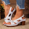 thumbnail image 4 of Platform Heels for Women Open Toe Cut out Bowknot Chunky Heeled Sandals Comfortable Ankle Strap Wedding Party Dress Shoes Silver Size 7, 4 of 6