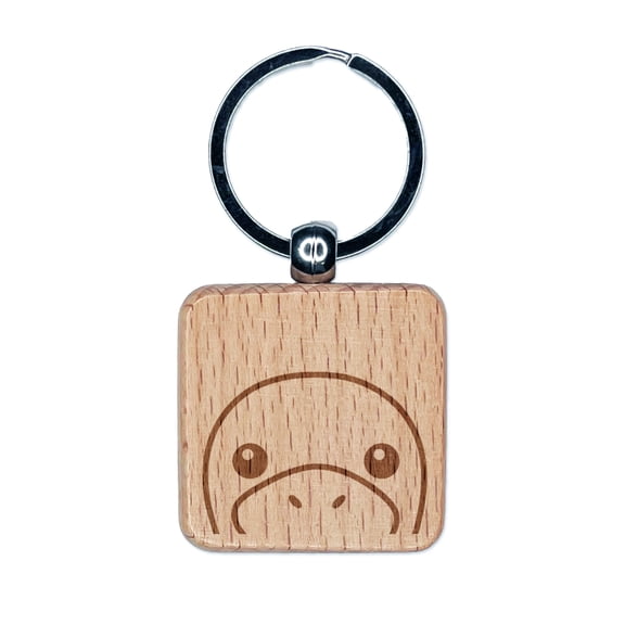 Peeking Platypus Square Keychain Charm Tag - Engraved Wood