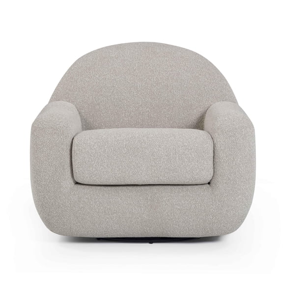 Pemberly Row Contemporary Warm Gray Boucle Upholstered Swivel Chair