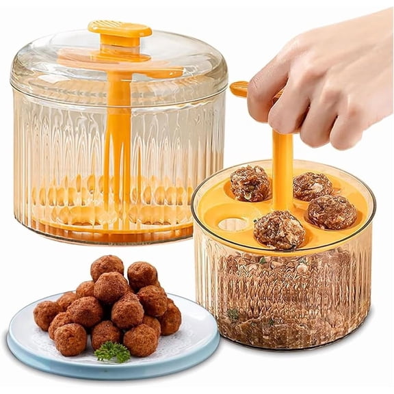 Translucent Meatball Maker, Manual Meatball Maker with Container, 5 Balls Meatball Maker Tool Kitchen Meatball Mold Mince Storage, DIY Home Cooking Kitchen Tools