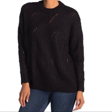 RXB Chandail pour Femmes en Acrylique Tricoté Noir Taille m