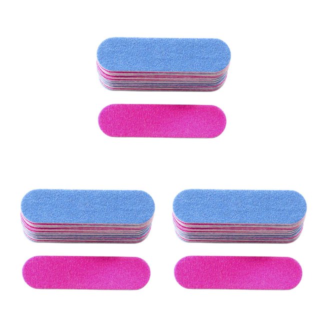 Decodeary 100 Pcs Lime à Ongles en Papier de Verre Professionnel à Usage Unique Bord Plat Robuste Double Face Mini Bricolage pour Femmes Bleu/rose Rouge 13.2X50X1.35mm 3Ensemble
