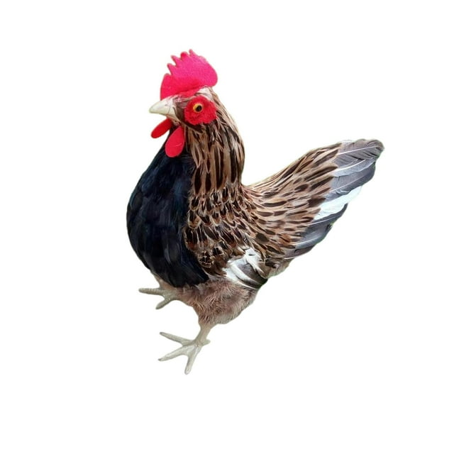 Dalazy Modèle Réaliste de Poule Sculpture Réaliste de Poulet Figurine Animale Brun L 1Set
