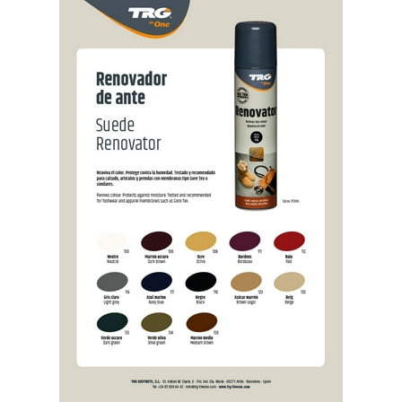 TRG Olive Green Suede Renovator Spray - revives the original color by replacing the natural oils lost from the for suede shoes and nubuck shoes